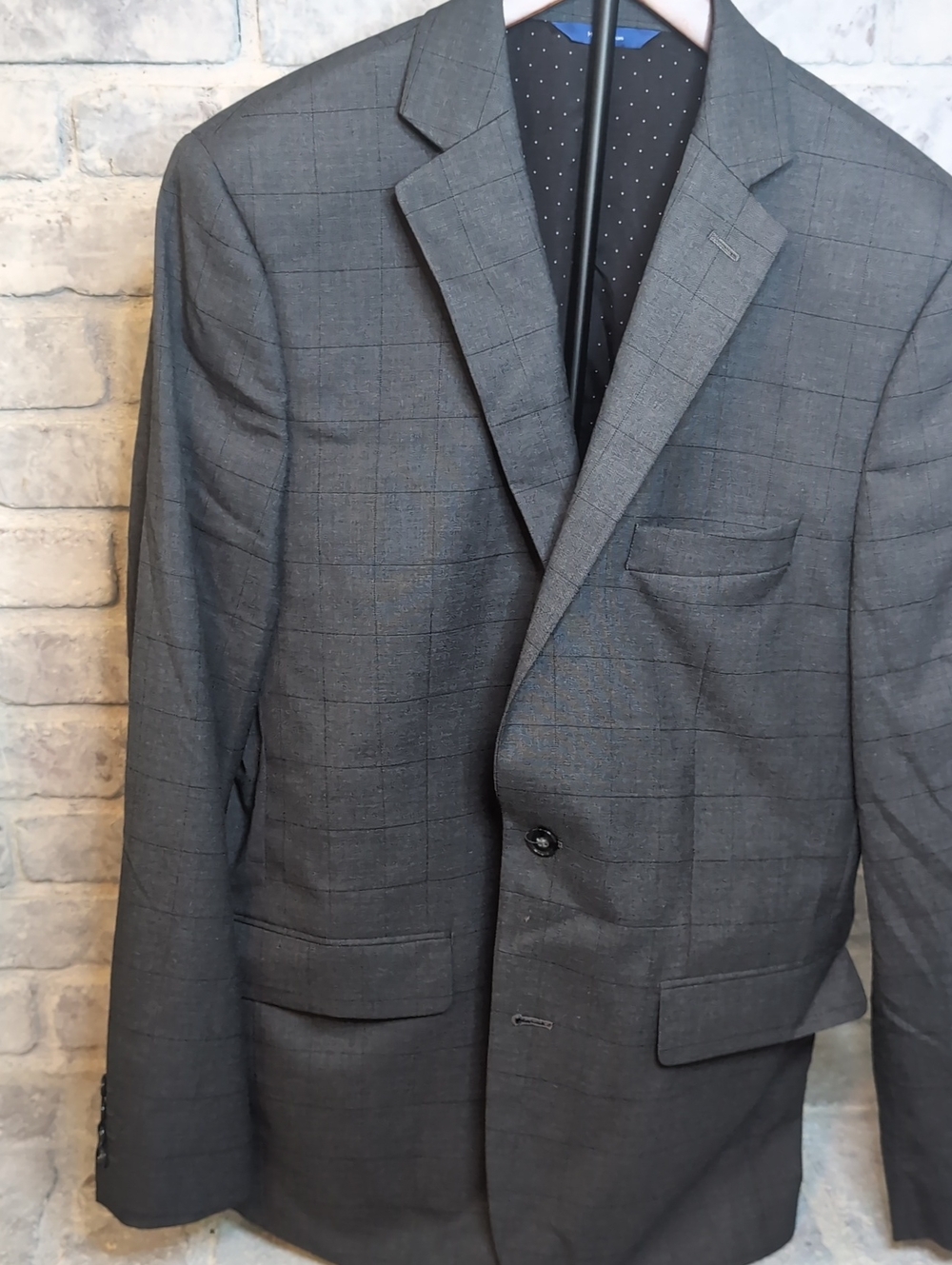 Apt 9 Men's Classic Slim fit Performance Gray Windowpane Blazer